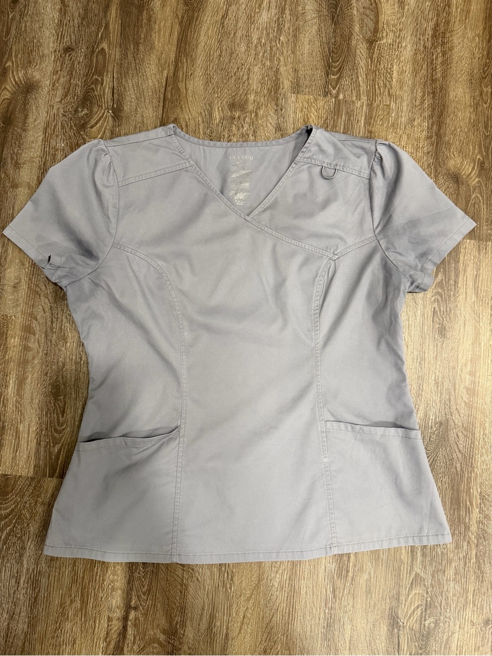Jaanuu Women's Light Gray V-Neck Short Sleeve Scrub Top